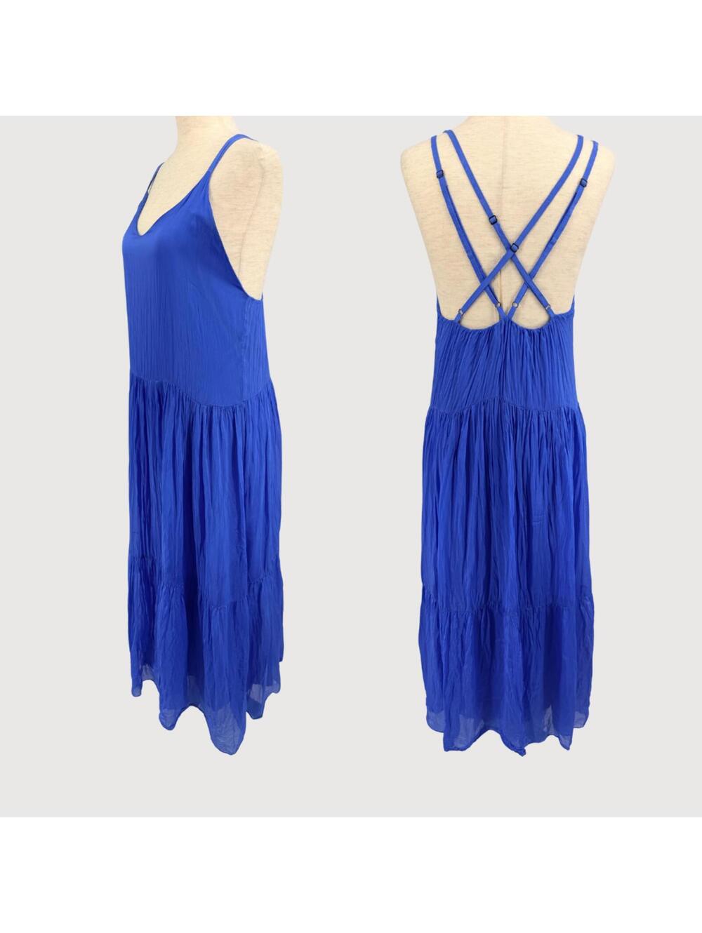 FRNCH Paris Silk Blend Tiered Maxi Dress M - Picture 3 of 9